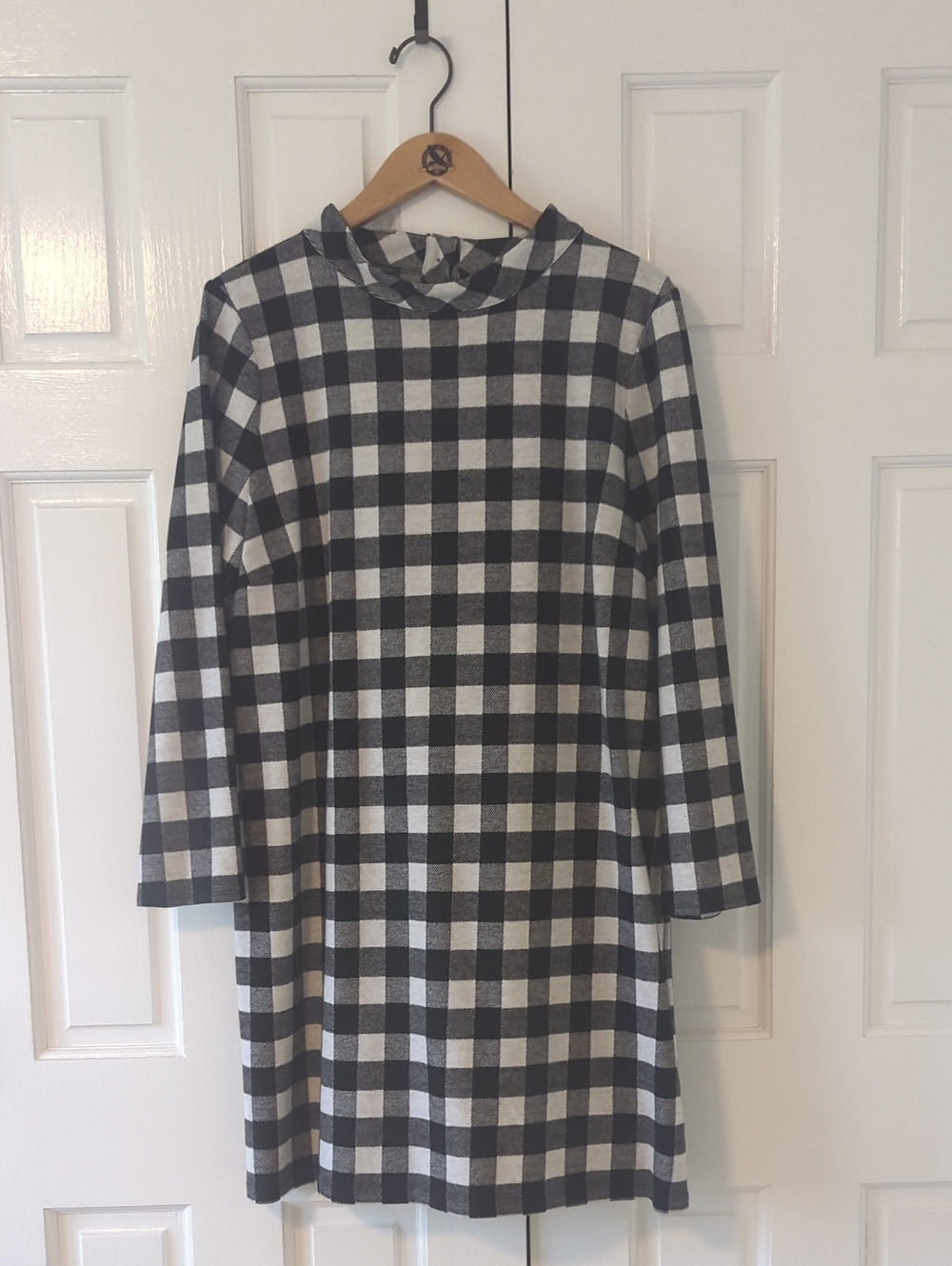 Talbots Black and White Buffalo Plaid Top